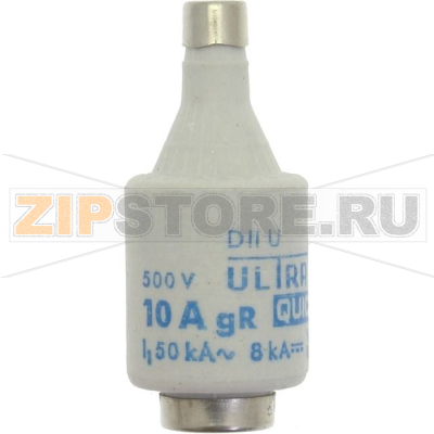 Предохранитель, 10 A, AC 500 В, 50 кА, D2, gR, IEC сверхбыстрый Eaton FUSE-D2 10A F GR 500VAC E27 