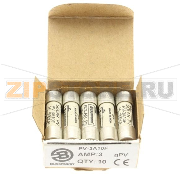 Предохранитель, 3 A, DC 1000 В, 50 кА, IEC 60269-6 type A, 10x38 мм, gPV, IEC Eaton 3AMP 1000V DC 