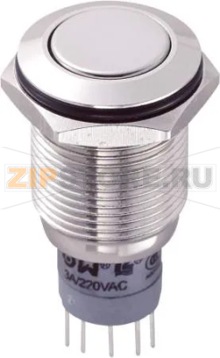 Кнопка антивандальная 250 В/AC, 3 А, 2 x вкл/вкл, без фиксации, IP65, 1 шт TRU Components LAS2GQF-22/N/P 