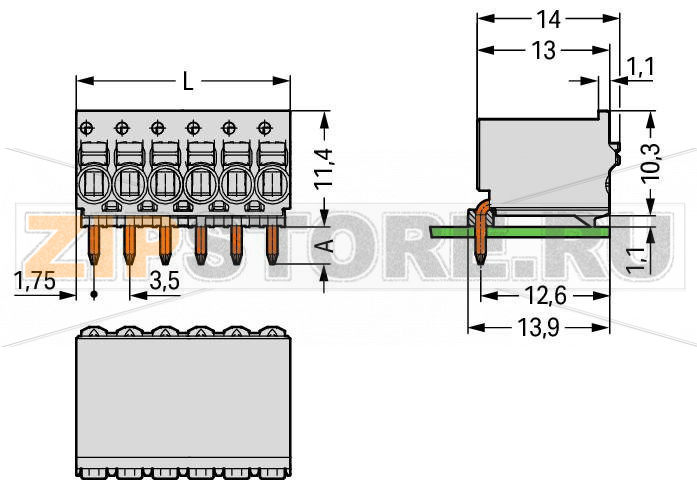 1-conductor THR female header; Вывод под пайку 1 мм O; угловые; 1,5; Шаг контактов 3,5 мм; 10-пол.; светло-серые Wago 2091-1380/200-000 Универсальное соединение для всех типов проводниковПростой монтаж одножильных проводников и многожильных проводников с наконечником путем вставкиПростая в использовании конструкция не требует применения специальных инструментовВозможность выполнения монтажа как в соединенном, так и в разъединенном состоянииВстроенные тестовые порты для тестирования параллельно вводу проводникаПрямые или угловые луженые контакты заводской установки для горизонтального или вертикального монтажа на печатные платы...
