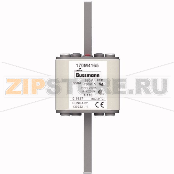 Предохранитель, 550 A, AC 690 В, 200 кА, DIN 1, 53x66x138 мм, aR, DIN, IEC Eaton FUSE 550A 690V 