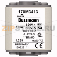 Предохранитель, 125 A, AC 690 В, size 1, 45x59x51 мм, aR, IEC UL, M8 Eaton FUSE 125A 690V 1*BN