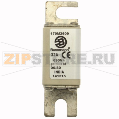 Предохранитель, 63 A, AC 690 В, 200 кА, DIN 00, 30x67x100 мм, gR, DIN, IEC Eaton FUSE 63A 690V 