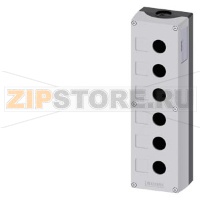 Корпус командных устройств, 22 мм, кругл., материал корпуса: пластмасса, верхняя часть корпуса, цвет: серый, 6 командных пунктов, пластмасса, углубление для табличек, без комплектации, выбор по требованию заказчика с помощью конфигуратора SIRIUS-Act  (CIN