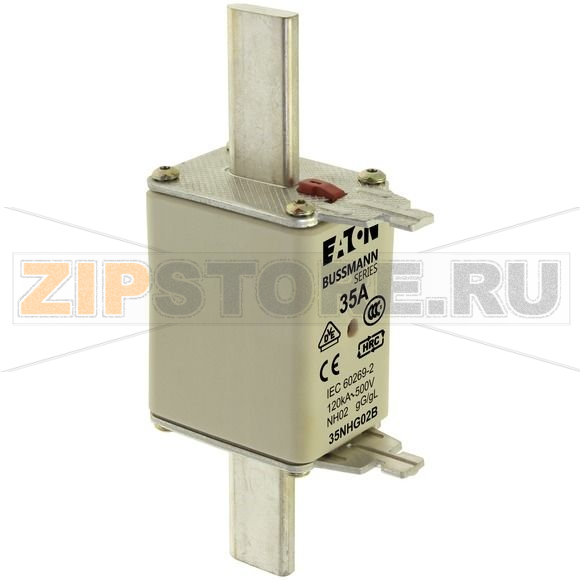 Предохранитель, 35 A, AC 500 В, 120 кА, NH02, gL/gG, IEC Eaton NH FUSE 35A 500V GG/GL SIZE 02 