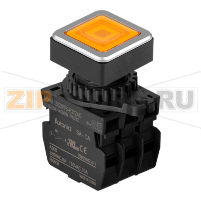 Выключатель кнопочный, головка: квадратная, Ø отверстия: 30 мм Autonics SQ3PFS-P3Y2ALM 
