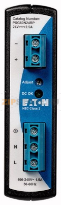 Блок питания, однофазный, 100-240 В перем. тока/24 В пост. тока, 2,5A Eaton PSG60N24RP 