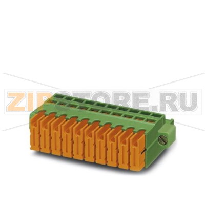 Вилочная часть Phoenix Contact QC 1/13-STF-5,08 Номинальный ток: 10 А, Расчетное напряжение (III/2): 630 В, Полюсов: 13, Размер шага: 5,08 мм, Технология подключения: QUICKON (непосредственное подсоединение проводников), Цвет: зеленый, Поверхность контакта: олово.Минимальный заказ: 50 шт.Упаковка: 50 шт.