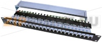 Hyperline PP3-19-24-8P8C-C6-SH-110D Патч-панель 19'', 1U, 24 порта RJ-45 полн. экран., категория 6, Dual IDC, ROHS, цвет черный