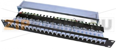 Hyperline PP3-19-24-8P8C-C6-SH-110D Патч-панель 19&#039;&#039;, 1U, 24 порта RJ-45 полн. экран., категория 6, Dual IDC, ROHS, цвет черный 