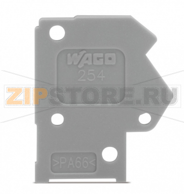 End plate; 1 mm thick; snap-fit type; dark gray Wago 254-200 