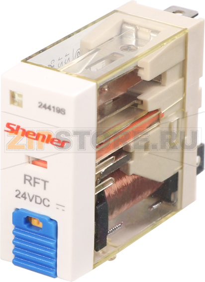Реле миниатюрное (1CO), 12A, DC 24V с LED индикацией и кнопкой тест Shenler RFT1CO024LT 