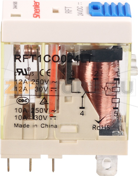 Реле миниатюрное (1CO), 12A, DC 24V с LED индикацией и кнопкой тест Shenler RFT1CO024LT 
