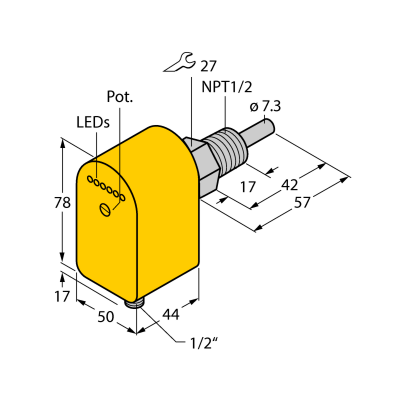 Датчик потока погружного типа с оценочной электроникой Turck FCS-N1/2A4P-ARX-B3141/230VAC 