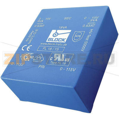 Трансформатор PCB, 2x115 В, 2x9 В/AC, 18 Вт, 1.0 A Block FL 18/9 