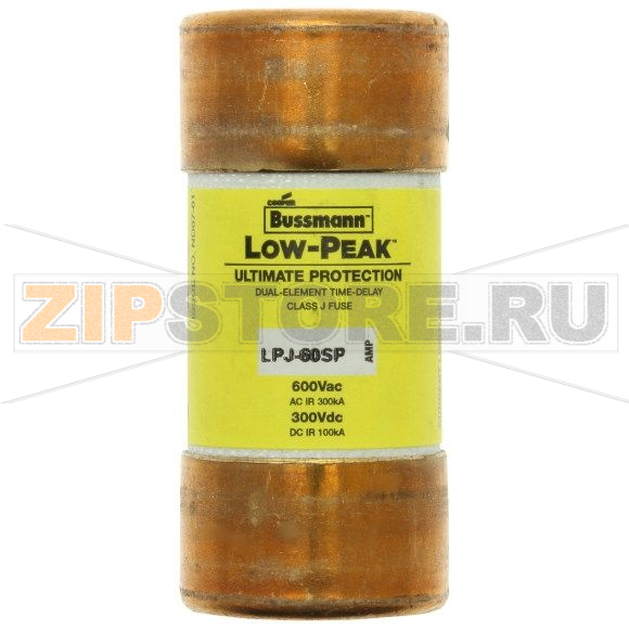 Предохранитель, 60 A, AC 600 В, 300 кА, 27x60 мм, J, UL, с задержкой Eaton LOW-PEAK CLASS J T/D 