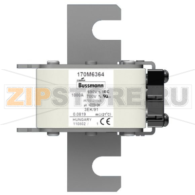 Предохранитель, 1250 A, AC 690 В, 200 кА, size 3, 76x92x126 мм, aR, IEC Eaton FUSE 1250A 690V 3 