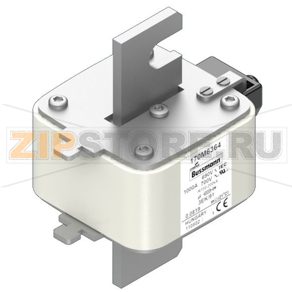 Предохранитель, 1250 A, AC 690 В, 200 кА, size 3, 76x92x126 мм, aR, IEC Eaton FUSE 1250A 690V 3 