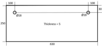 DOOR GLASS FOR OVEN 650x250x5 mm