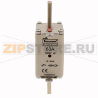 Предохранитель, 63 A, DC 1000 В, 50 кА, NH1, gPV, UL PV, UL, IEC Eaton FUSE 63A 1000V DC PV SIZE 1