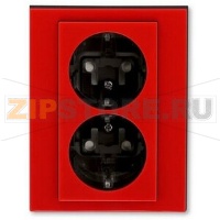 Розетка двойная, красный/дымчатый чёрный ABB 2CHH223457C6065
