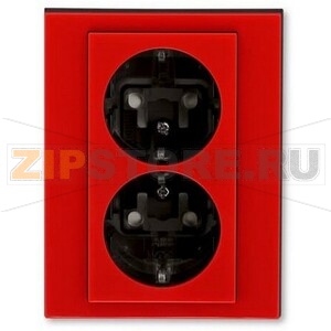 Розетка двойная, красный/дымчатый чёрный ABB 2CHH223457C6065 