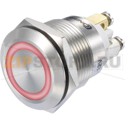 Кнопка 48 В/DC, 3 А, 1 x выкл/вкл, без фиксации, IP65, 1 шт TRU Components GQ19F-10E/R/12V/S 