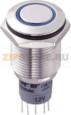 Кнопка антивандальная 250 В/AC, 3 А, 2 x вкл/вкл, без фиксации, IP65, 1 шт TRU Components LAS2GQF-22E/B/12V/N/P 