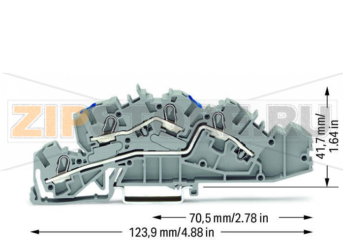 Многоуровневые клеммы для монтажа; 3; N/L; Push-in CAGE CLAMP®; 4,00 mm; серые Wago 2005-7649 
