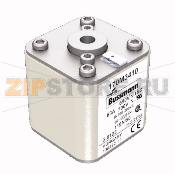 Предохранитель, 63 A, AC 690 В, size 1, 45x59x51 мм, aR, IEC UL, M8 Eaton FUSE 63A 690V 1*BN/5 