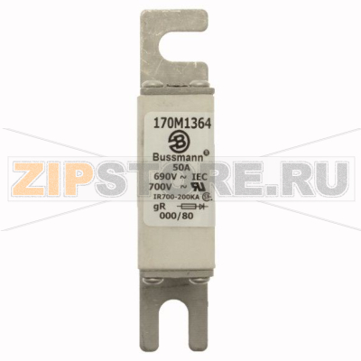 Предохранитель, 50 A, AC 690 В, 200 кА, DIN 000, 21x40x100 мм, gR, DIN, IEC Eaton FUSE 50A 690V 