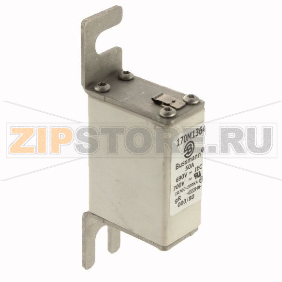 Предохранитель, 50 A, AC 690 В, 200 кА, DIN 000, 21x40x100 мм, gR, DIN, IEC Eaton FUSE 50A 690V 