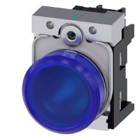 СВЕТОВОЙ ИНДИКАТОР, 22MM, КРУГЛЫЙ, МЕТАЛЛИЧЕСКИЙ ГЛЯНЦЕВЫЙ, СИНИЙ МАТОВЫЙ РАССЕИВАТЕЛЬ, С ДЕРЖАТЕЛЕМ, МОДУЛЬ ПОДСВЕТКИ С ИНТЕГРИРОВАННЫМ СВЕТОДИОДОМ 110V AC, ВИНТОВЫЕ КЛЕММЫ, С ГРАВИРОВКОЙ ЛАЗЕРОМ, UPPER AND LOWER CASE, START OF WORD ALWAYS UPPER CASE Sie