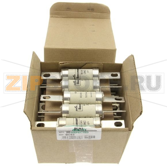 Предохранитель, 63 A, AC 500 В, DC 250 В, 80 кА, BS88, 21x114 мм, gL/gG, BS Eaton 63AMP 500V AC/ 
