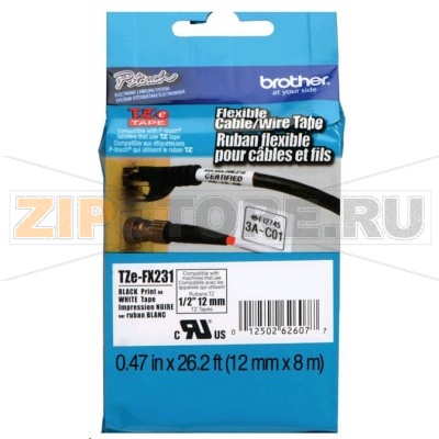 Самоклеящаяся непрерывная ламинированная лента Brother черн/бел (шир. 12 мм) сверхгибкая 