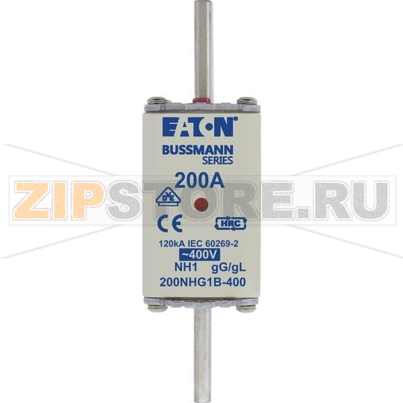 Предохранитель, 200 A, AC 400 В, 120 кА, NH1, gL/gG, IEC Eaton NH FUSE 200A 400V GG/GL SIZE 1 