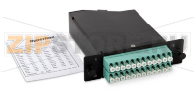 Hyperline FO-CSS-W120H32-503-2MTPM-24LC-AQ Волоконно-оптическая кассета 2xMTP (папа), 120x32 мм, 24LC адаптера (цвет aqua), 24 волокна, OM3 