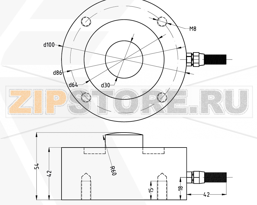 Тензодатчик без узла встройки Keli YBS 7,5t 