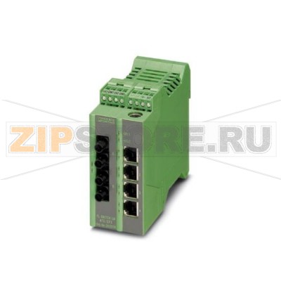 Управляемый коммутатор Ethernet Lean с четырьмя портами RJ45 на 10/100 Мбит/с и двумя одномодовыми портами FX-ST на 10/100 Мбит/с Phoenix Contact FL SWITCH LM 4TX/2FX SM ST 