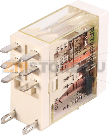 Реле миниатюрное (2CO), 8A, DC 12V с LED индикацией и кнопкой тест Shenler RFT2CO012LT 
