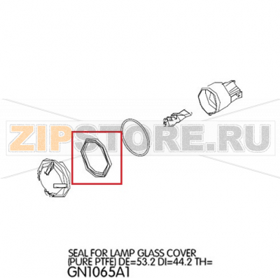 Seal for lamp glass cover (Pure Ptfe) DE=53.2 DI=44.2 Unox XB 803 Seal for lamp glass cover (Pure Ptfe) DE=53.2 DI=44.2 Unox XB 803Запчасть на деталировке под номером: 51Название запчасти на английском языке: Seal for lamp glass cover (Pure Ptfe) DE=53.2 DI=44.2 Unox XB 803