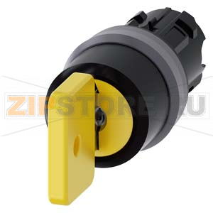 АКТУАТОР ПОВОРОТНОГО ПЕРЕКЛЮЧАТЕЛЯ С КЛЮЧОМ O.M.R., 22MM, КРУГЛ., ПЛАСТИК С МЕТАЛЛИЧЕСКИМ ФРОНТАЛЬНЫМ КОЛЬЦОМ, НОМЕР ЗАМКА 73033, ЧЁРНЫЙ / ЖЁЛТЫЙ, С 2 КЛЮЧАМИ, 3 КОММУТАЦИОННЫХ ПОЛОЖЕНИЯ: I-O-II, С ФИКСАЦИЕЙ, УГОЛ ПОВОРОТА РУКОЯТКИ 2X45 ГРАД.: 10:30Ч./12Ч 