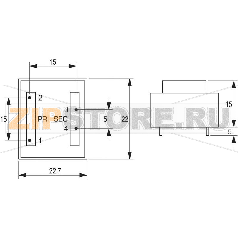 Трансформатор PCB, 1x230 В, 1x6 В/AC, 0.35 Вт, 58 мА Block VB 0,35/1/6 