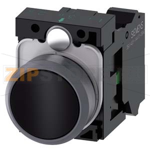 КНОПКА, 22MM, КРУГЛАЯ, ПЛАСТИК С МЕТАЛЛИЧЕСКИМ ФРОНТАЛЬНЫМ КОЛЬЦОМ, ЧЁРНАЯ, ПЛОСКАЯ КНОПКА, КОНТАКТЫ МГНОВЕННОГО ДЕЙСТВИЯ, С ДЕРЖАТЕЛЕМ, 1NO,  ПРУЖИННЫЕ КЛЕММЫ, С ГРАВИРОВКОЙ ЛАЗЕРОМ, INSCRIPTION OR GRAPHIC SYMBOL CUSTOMIZED EQUIPMENT USING THE SIRIUS-ACT 