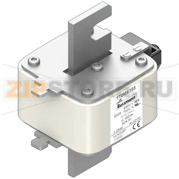 Предохранитель, 500 A, AC 690 В, 200 кА, size 3, 76x92x126 мм, aR, IEC Eaton FUSE 500A 690V 3EK 