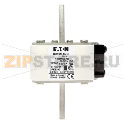Предохранитель, 1800 A, AC 600 В, 200 кА, size 3, 76x92x135 мм, aR, IEC UL Eaton FUSE 1800A 60 