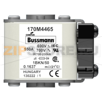 Предохранитель, 550 A, AC 690 В, 200 кА, size 1, aR, IEC UL Eaton FUSE 550A 690V 1*BKN/50 AR UC