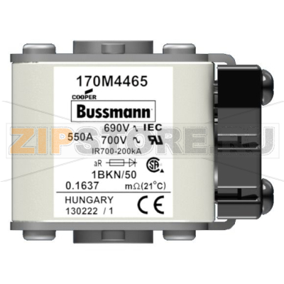 Предохранитель, 550 A, AC 690 В, 200 кА, size 1, aR, IEC UL Eaton FUSE 550A 690V 1*BKN/50 AR UC 