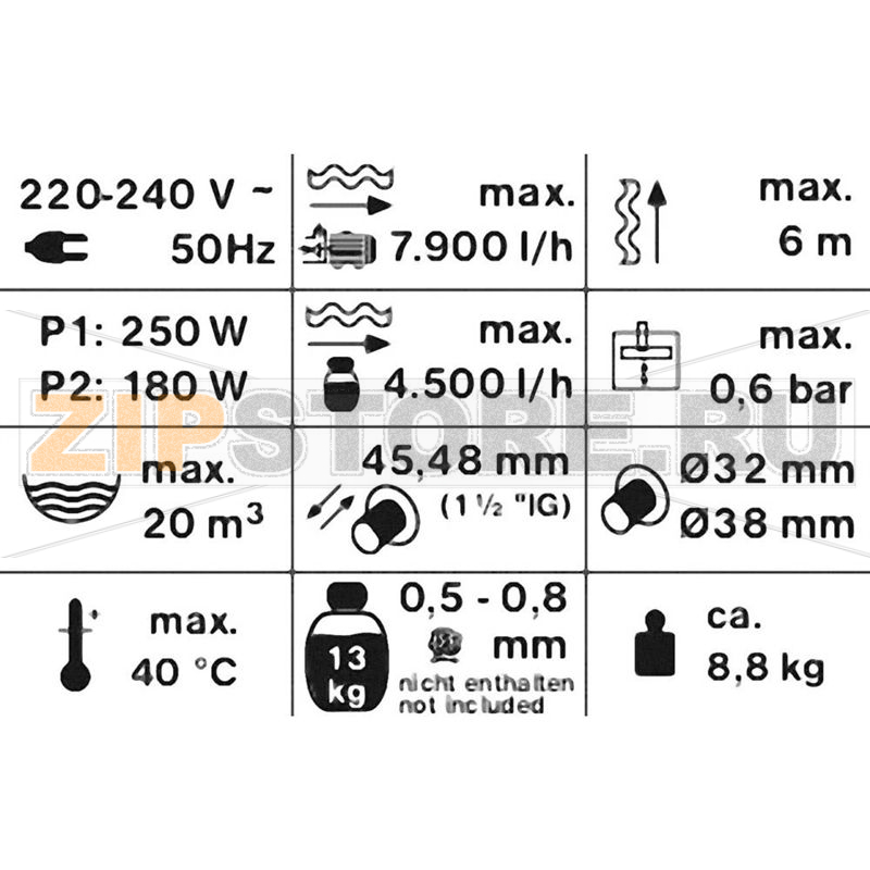 Насос для бассейна с фильтром 7900 л/ч, 6 м, 1 шт T.I.P. SPF 180 