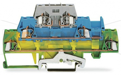 Трехуровневые клеммы; для DIN-рейки 35 x 15 и 35 x 7,5; 2,5 мм?; CAGE CLAMP®; 2,50 mm?; желто-зеленые/синие/серые Wago 280-510 